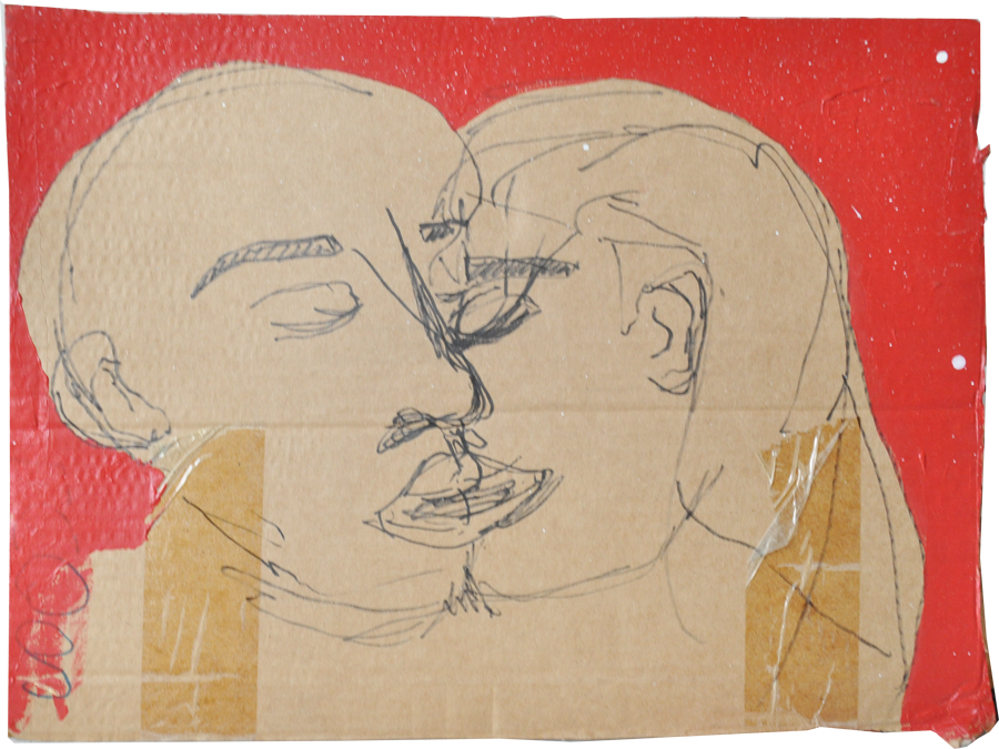 Joja | Johanna Mayr-Keber 2012 Edding on Cardboard  "Red Kiss"