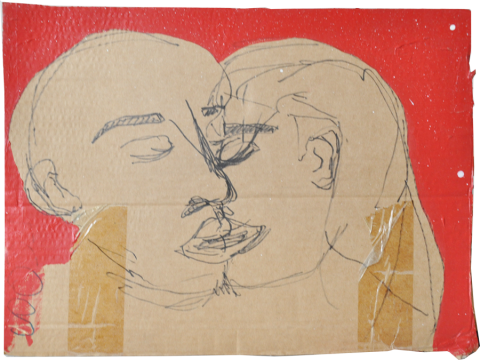 Joja | Johanna Mayr-Keber 2012 Edding on Cardboard  "Red Kiss"